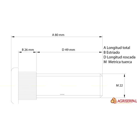 Espárrago ROC M22 x 80 (sin tuerca)