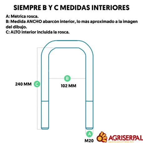 Abarcon M 20x102x240 RB-13 con tuerca