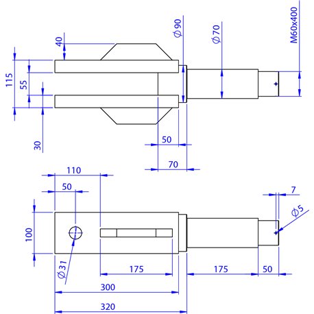 Enganche de boca 12 Tn 70/100 completo. Incluido arandela, tuerca y pasador