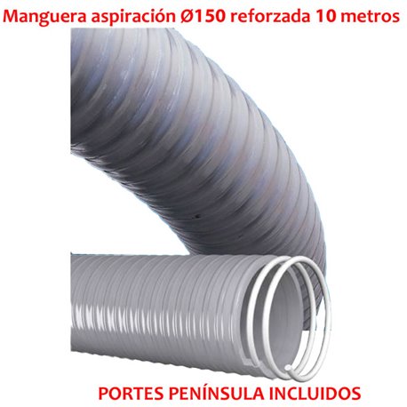 Manguera de aspiración gris Ø150 reforzada 10 metros (portes incluidos)