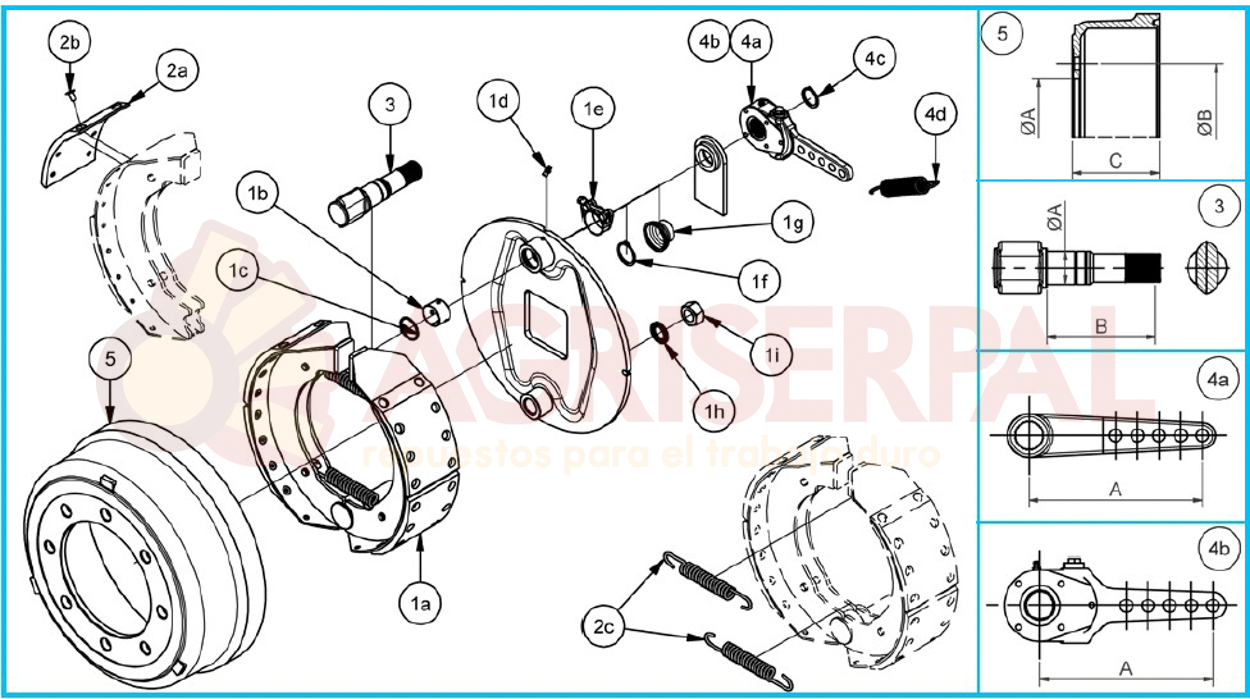 Despiece tambor freno ADR 406x120 VE